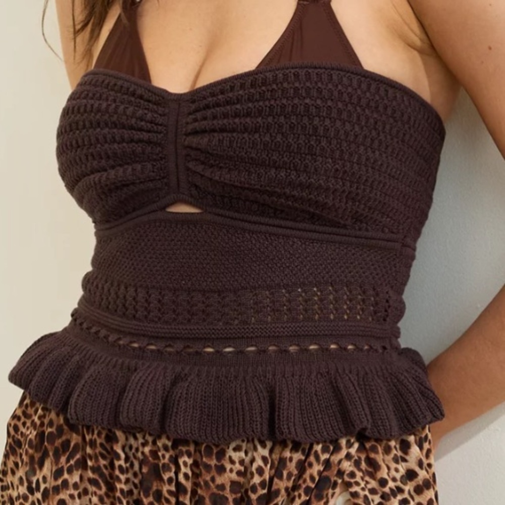 Aerie Peplum Sweater Tube Top Medium